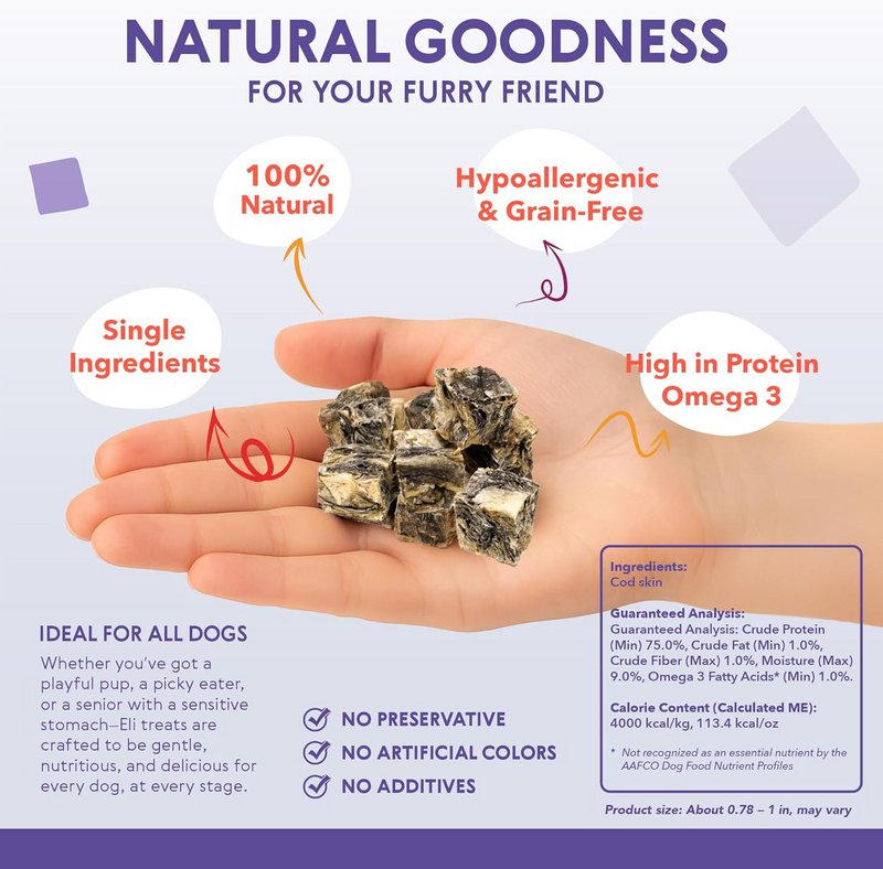Dried Cod Skin Cubes Natural Single Ingredient Dog Treats 80g
