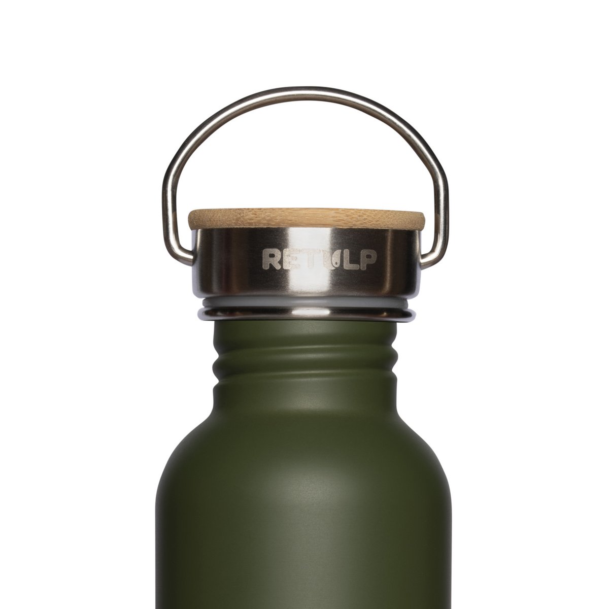 RVS drinkfles lekvrij bamboe dop Green 750 ml