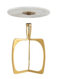 Tavolino in metallo rotondo ø 45 x 56 cm tavolo decorativo in marmo Sohoo con cornice argento o oro