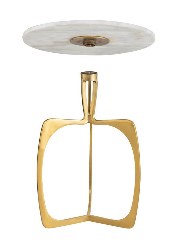 Tavolino in metallo rotondo ø 45 x 56 cm tavolo decorativo in marmo Sohoo con cornice argento o oro