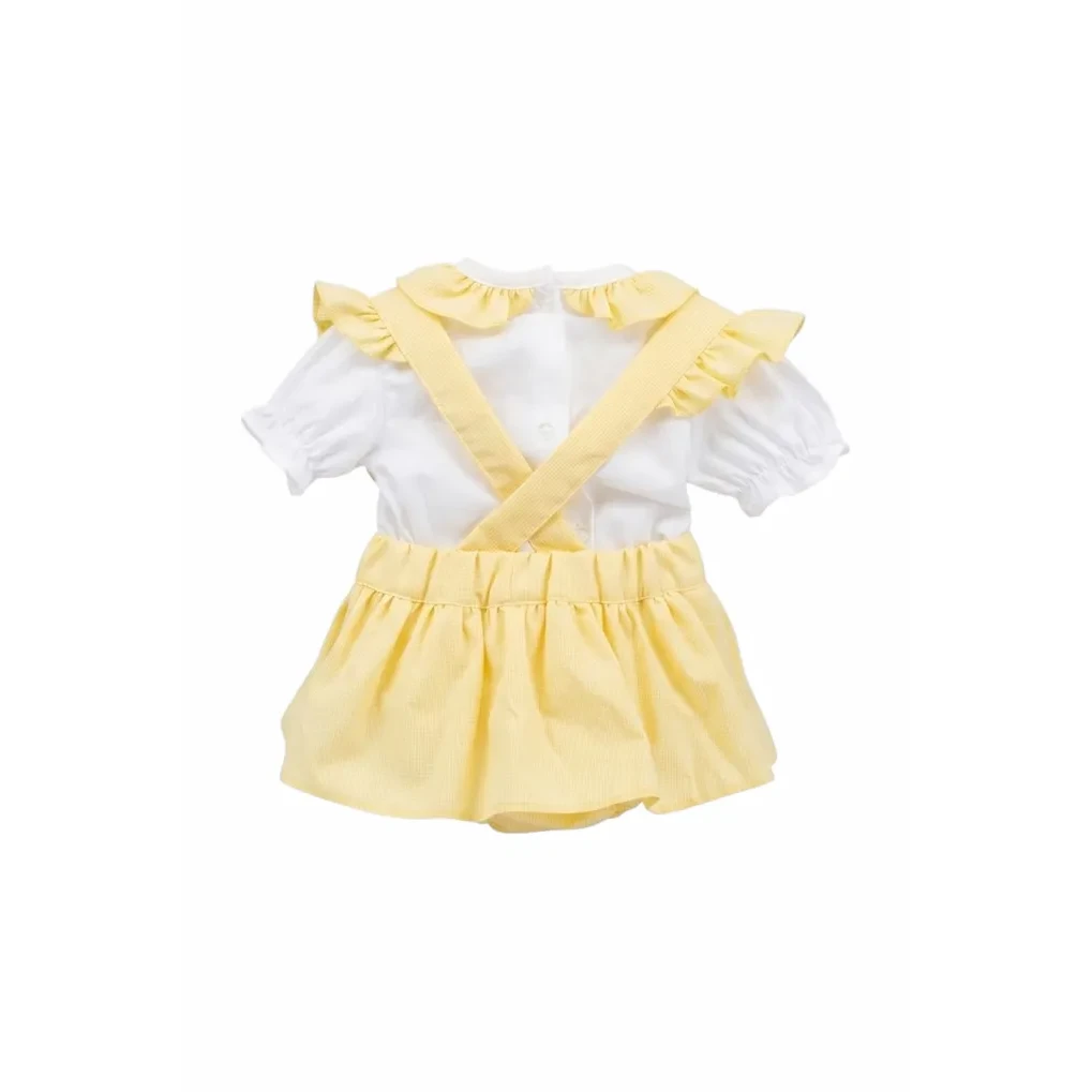 Babypige trøje med flæsebluse, gul