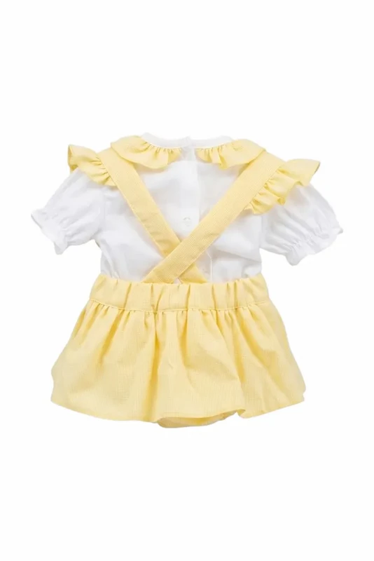 Babypige trøje med flæsebluse, gul