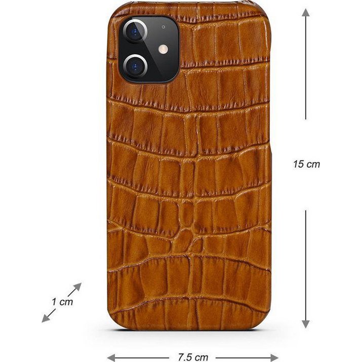iPhone 12 Hoesje - Lichtbruin Krokodillenprint