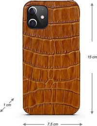 iPhone 12 Hoesje - Lichtbruin Krokodillenprint