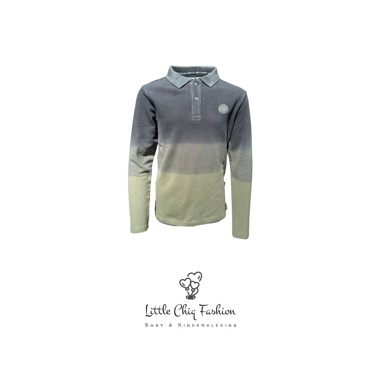 LewyLou NO4 Polo Zwart-Groen – Modern Kleurverloop – Urban Kids Fashion
