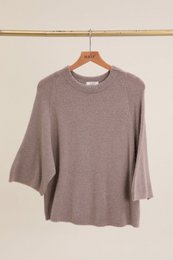 Pull col rond manches raglan 3/4 en alpaga et laine