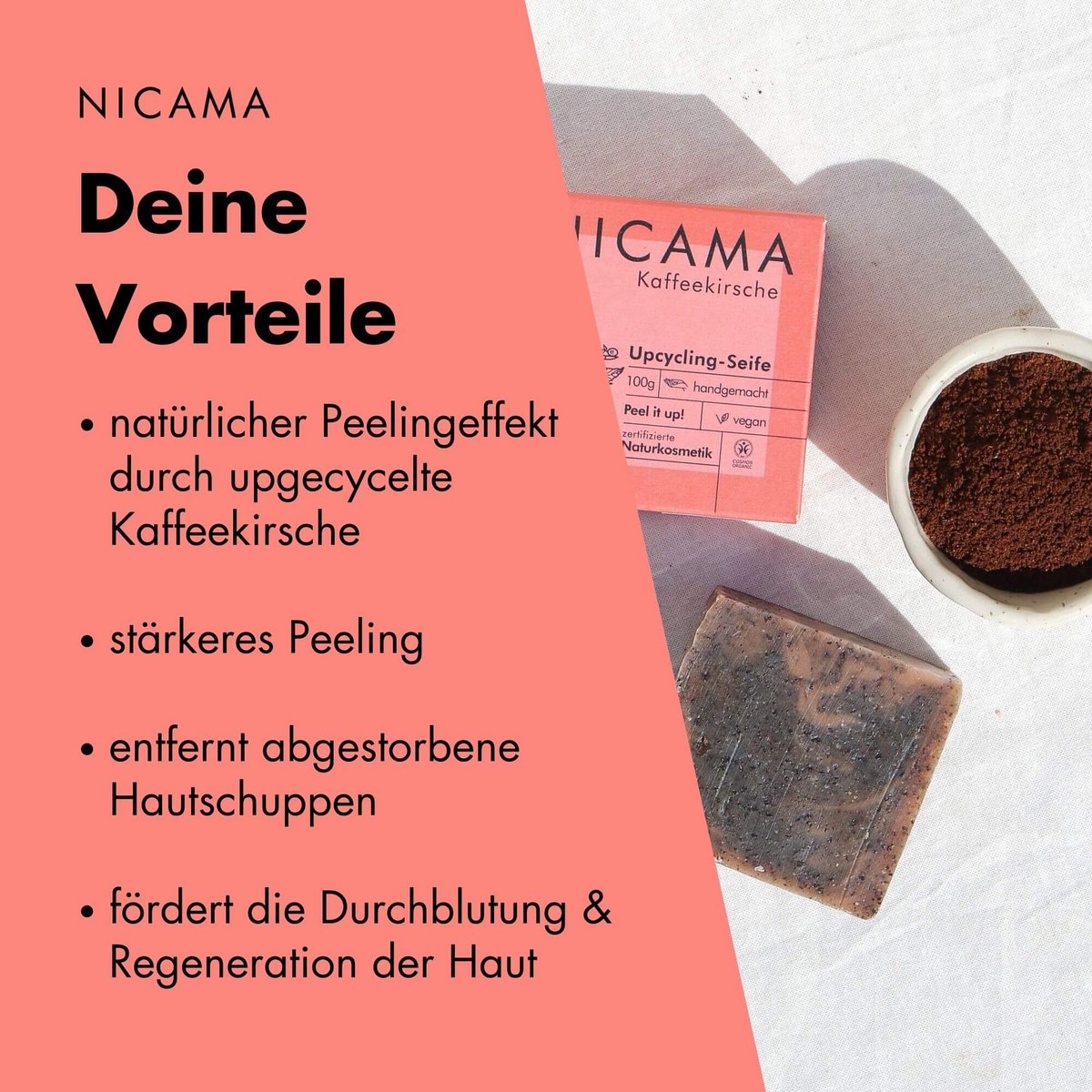 NICAMA - sapone per l'upcycling con caffè ciliegia