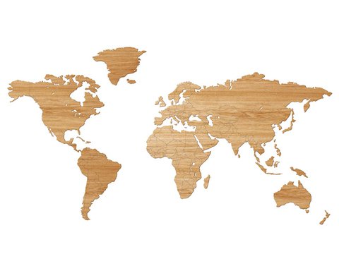 Houten Wereldkaart - 10 Houtsoorten - Magnetisch ophangsysteem