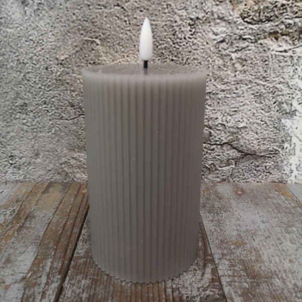 Candl LED stompkrs.+timer taupe 7.5H12.5cm (79002)