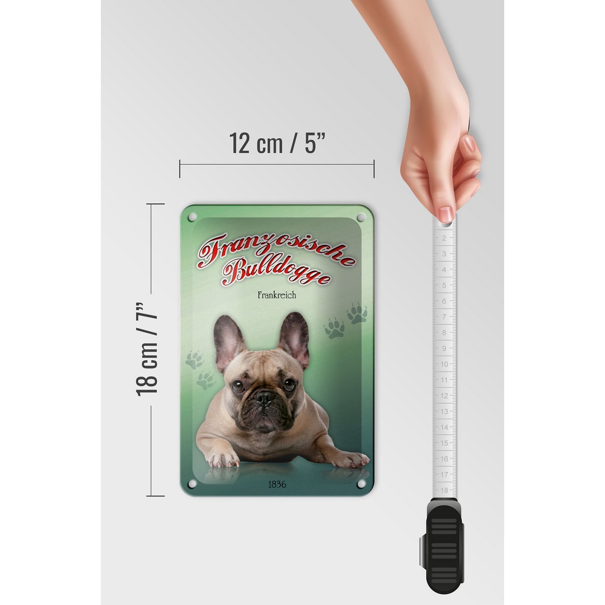 Tin Sign Dog 12x18cm French Bulldog Decoration