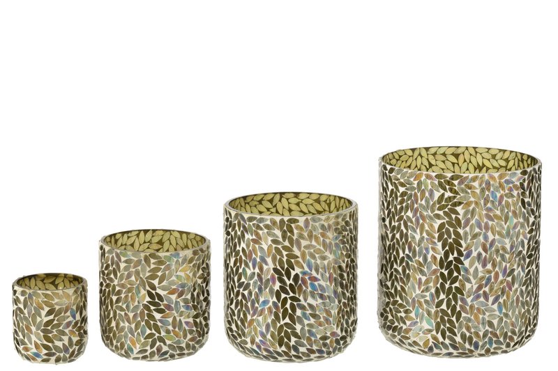 Świeca zapachowa J-Line Tea & Herbs - szklana - zielona - XL - 150U