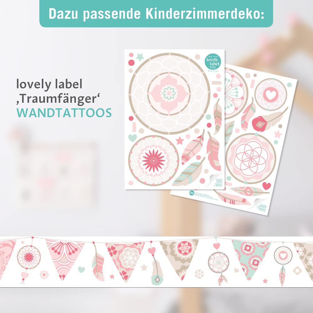 Bordüre „Traumfänger & Wimpel” Rosa/Mint/Beige