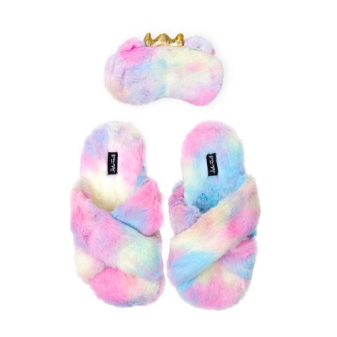 PANTOFFELS EN GEZICHTSMASKER REGENBOOG HF