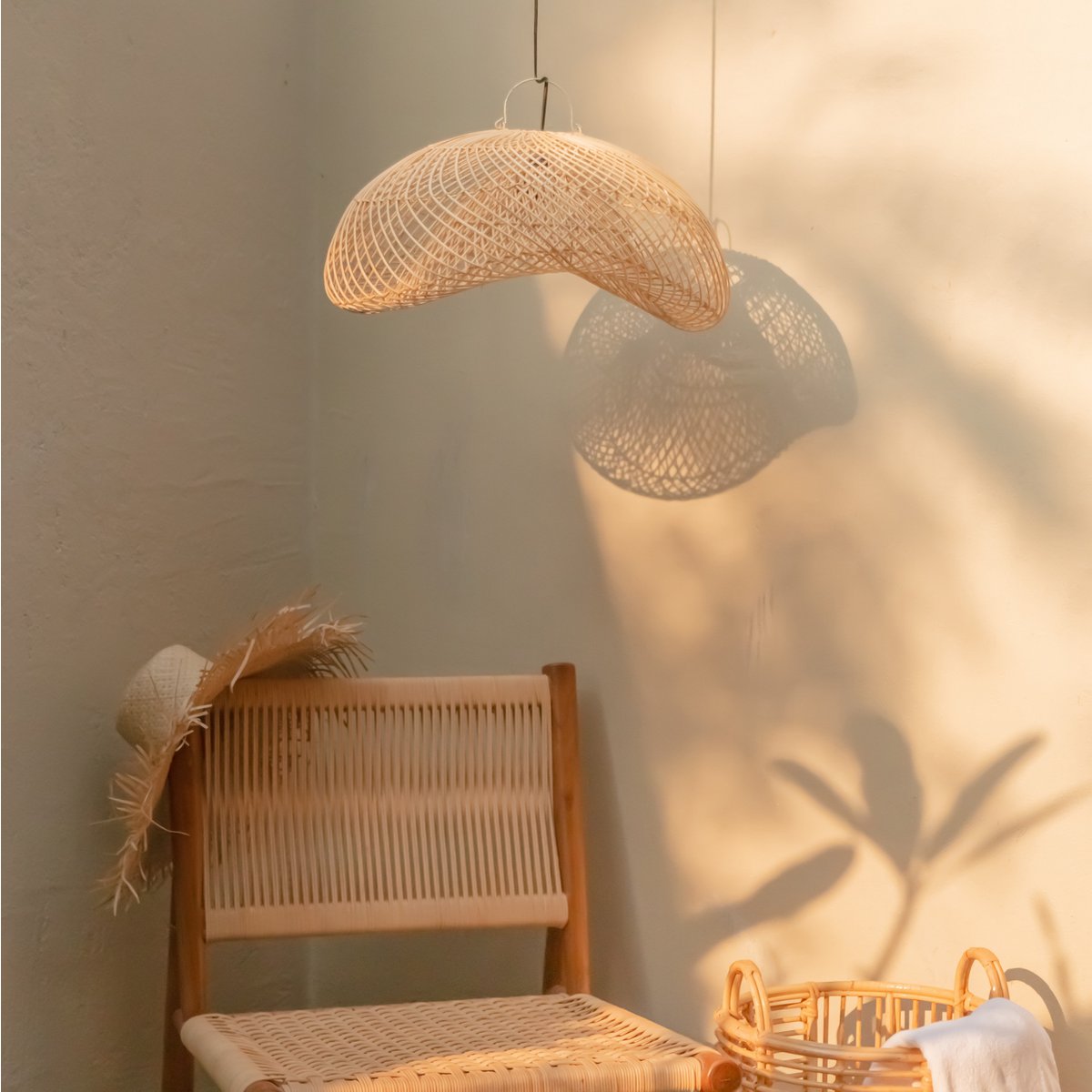 Lampa rattanowa | Klosz PADMA (2 rozmiary)
