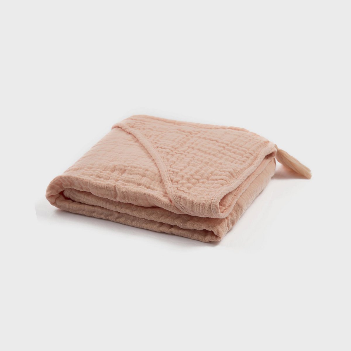 OrganicEra Organic Muslin Baby Hooded Towel, Salmon