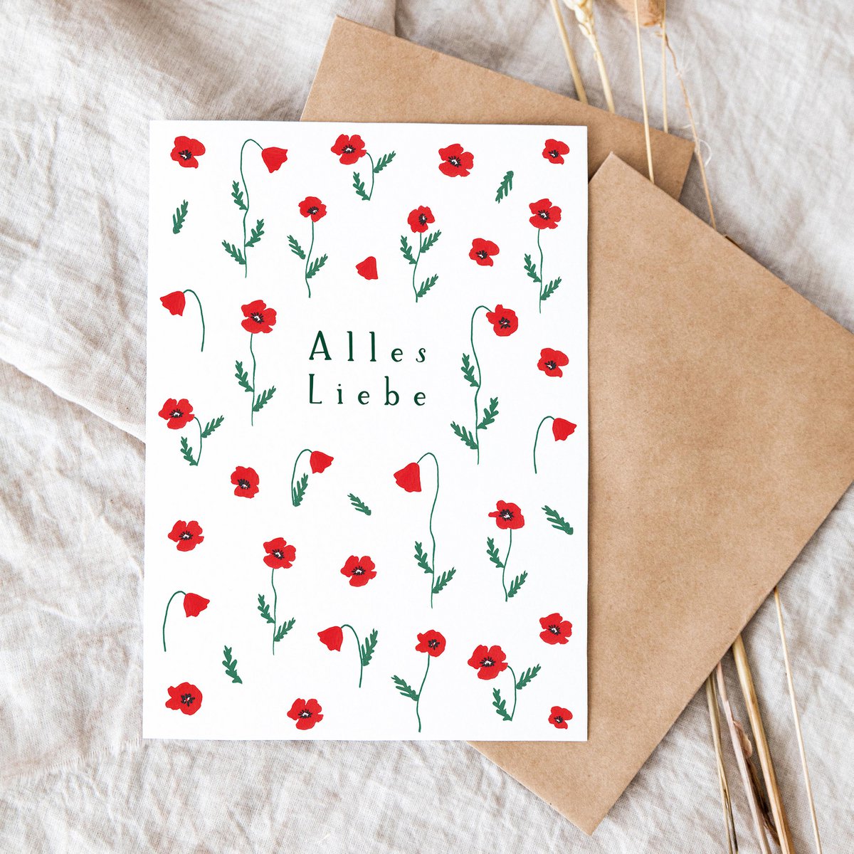 Folding card "Love poppies"