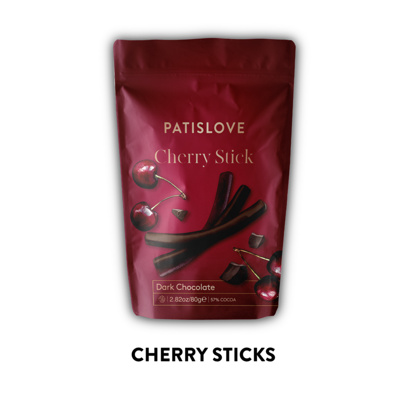 Kirsebærpind mørk chokolade, 80 g