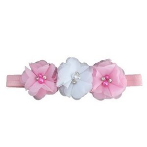 pink headband with pink and white roses
