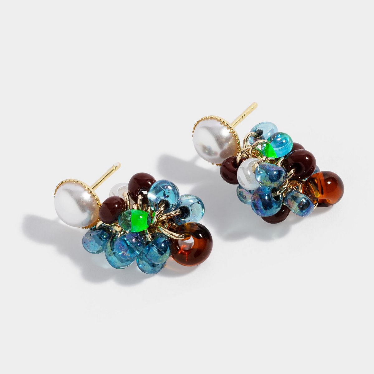 Colorful crystals earrings studs pearl, cute earrings pendant
