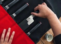 Kitchen Accessories - KOTAI knife roll-up bag - 100% cotton (7 slots for 6 knives and a honing steel)