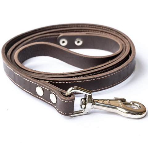 Genuine Leather Dog Lead in Classic Style in Dark Brown