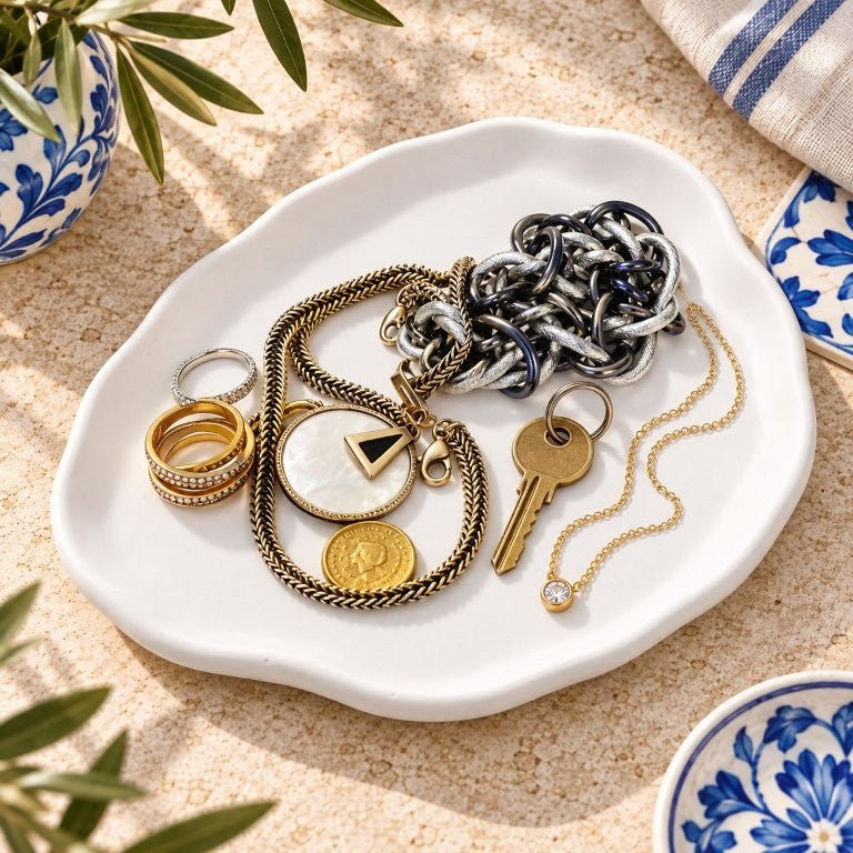 LAVORI Lago Maggiore – Handgemaakt keramisch decorblad, sieraden, sleutels