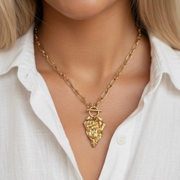Steel Love - Collana Catena Cuore oro