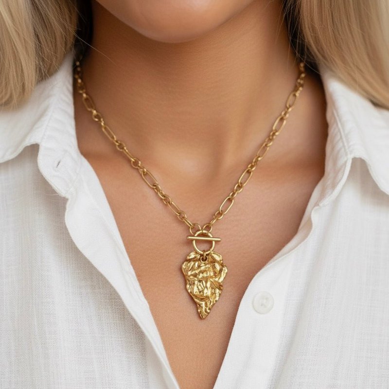 Steel Love - Collana Catena Cuore oro