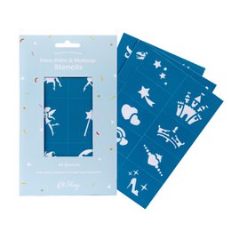  Blue makeup stencils with white birthday, cake, crown, snowman, and love designs for nail art.