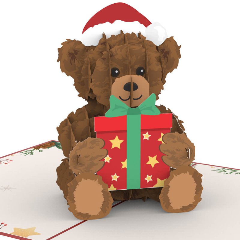 Kerst teddy pop-up kaart