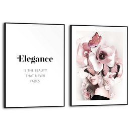 Bilder Set Slim Frame Elegante Blumen Frau 40x30