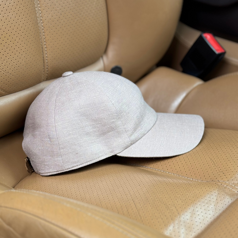 Gorra de béisbol de lino beige capuchino | Gorra neutra minimalista | Estructura blanda