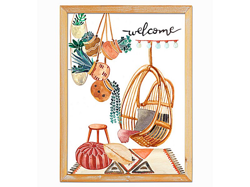 PAINTED WOODEN BOARD WITH WOODEN FRAME HM401193