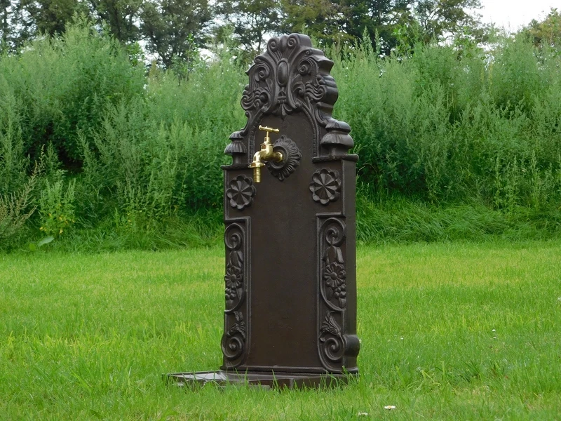 Elegante fontein – met messing kraan – aluminium – donkerbruin