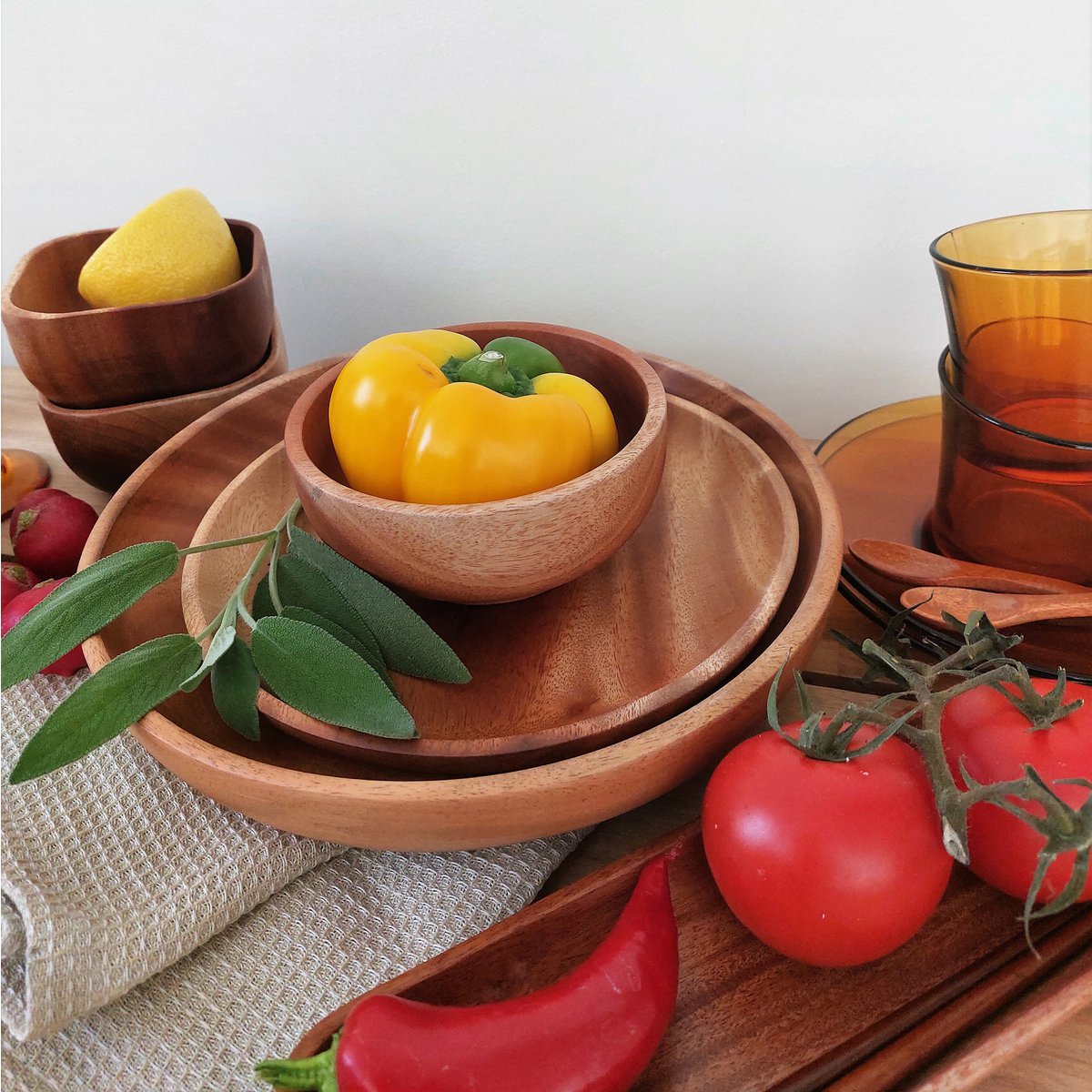Handmade Tableware - Dessert Bowl - Ø12 cm - Eco-friendly - Khaya Wood