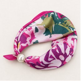 HS Pearl Scarf Satin Print Flowers - Multiple Prints