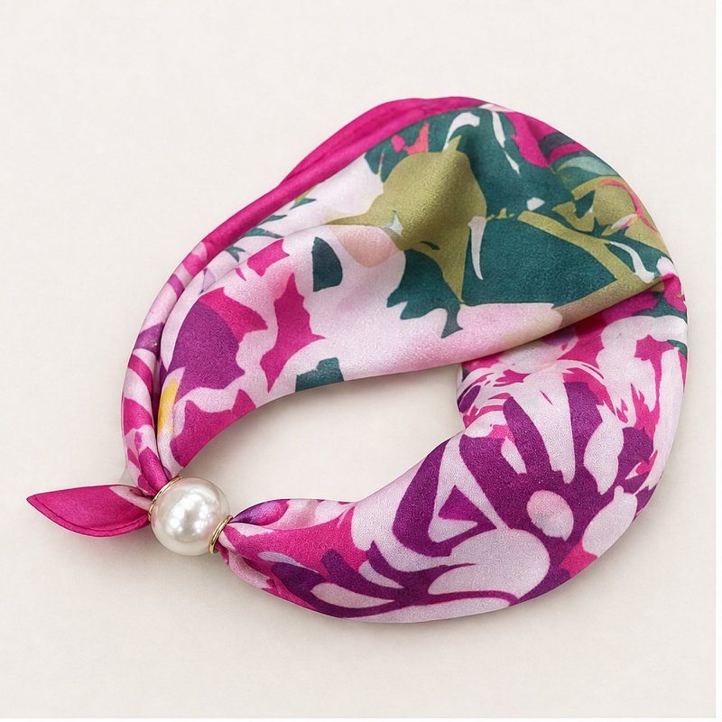 HS Pearl Scarf Satin Print Flowers - Multiple Prints