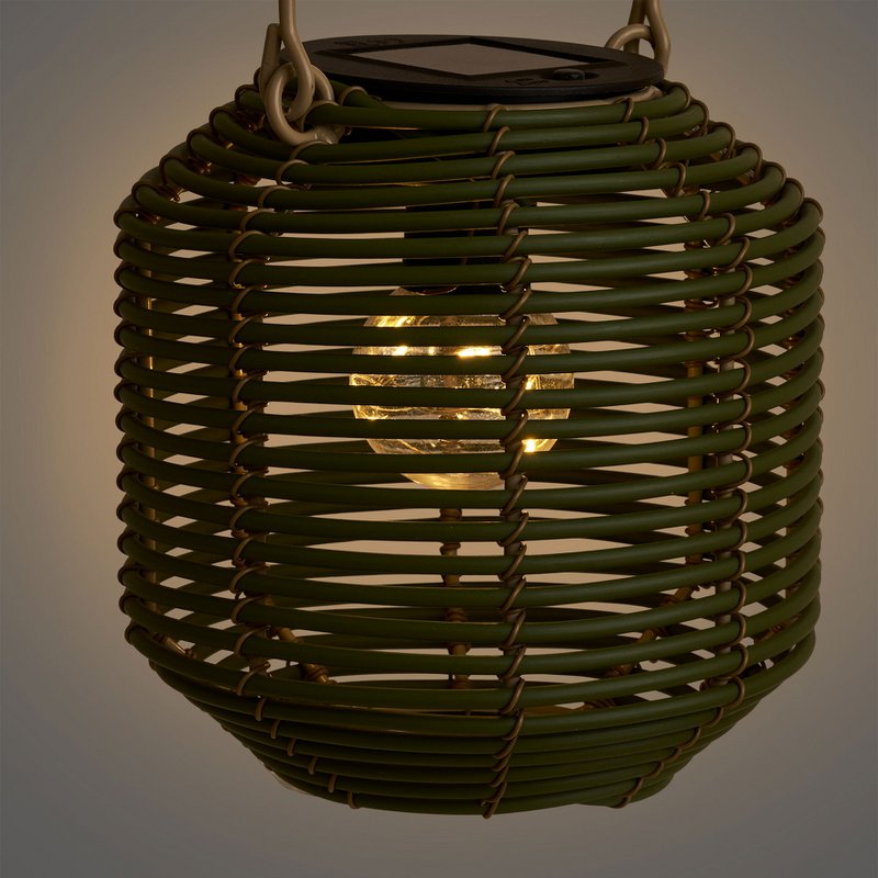 Crewe Lantern, genopladelig med integreret solpanel, grøn