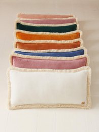 "Mustard" soft velvet bolster with fringe