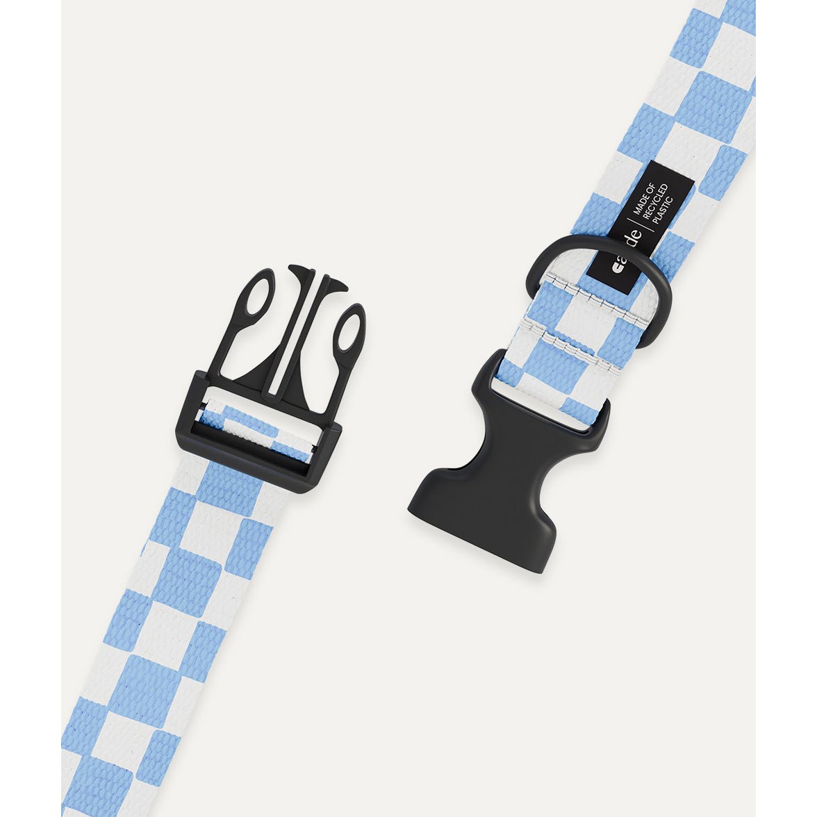 Halskette aus recyceltem PET, blaues Vichy-Design, Juno