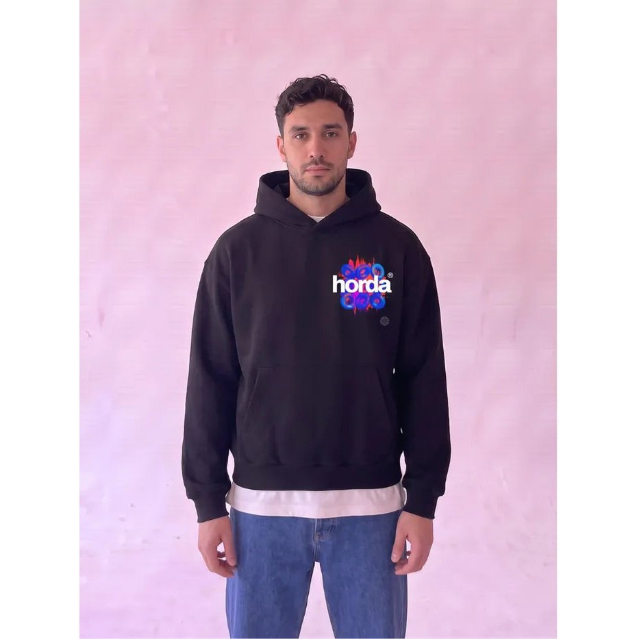 Felpa Slow Fashion Nera 330g Boxy Fit | Horda Made in Italy