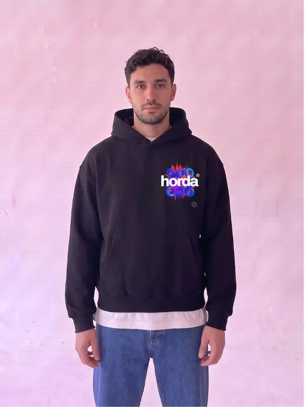 Felpa Slow Fashion Nera 330g Boxy Fit | Horda Made in Italy