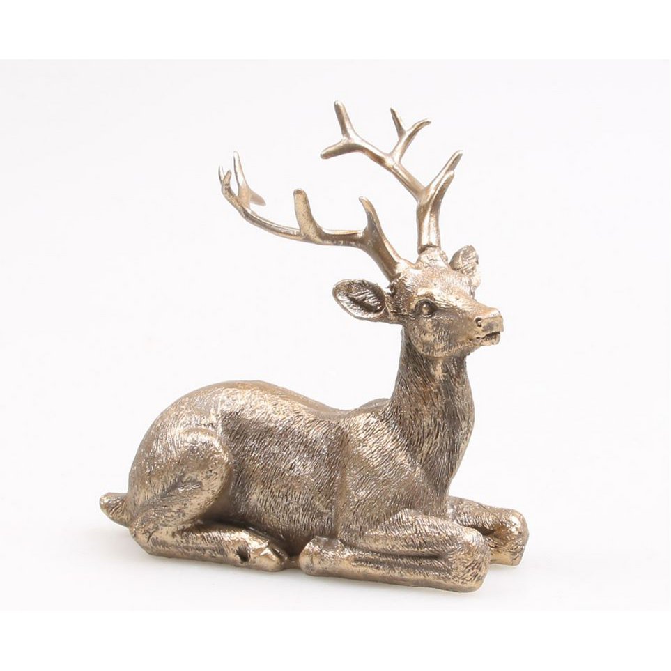 Statue of deer lying 11x8x11cm gold