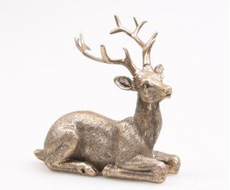 Statue of deer lying 11x8x11cm gold