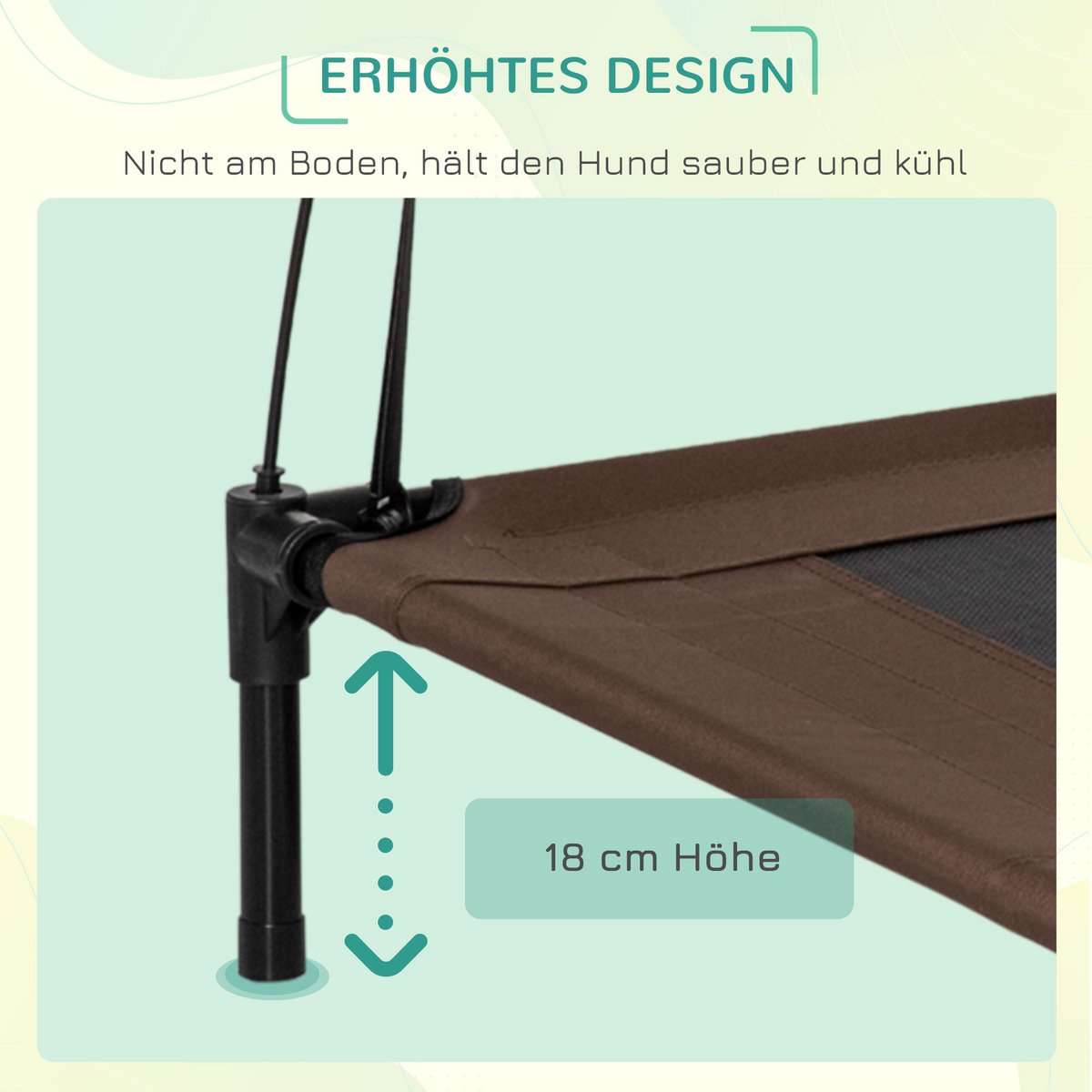 Elevated Dog Bed with Canopy, Pet Bed, Outdoor Dog Lounger with Roof, Breathable, Taffeta Fabric for Camping Gray 92 x 76 x 90 cm