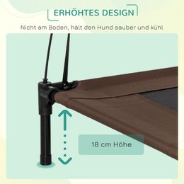 Elevated Dog Bed with Canopy, Pet Bed, Outdoor Dog Lounger with Roof, Breathable, Taffeta Fabric for Camping Gray 92 x 76 x 90 cm