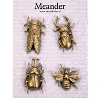Magnets Insect gold colored (set of 4)