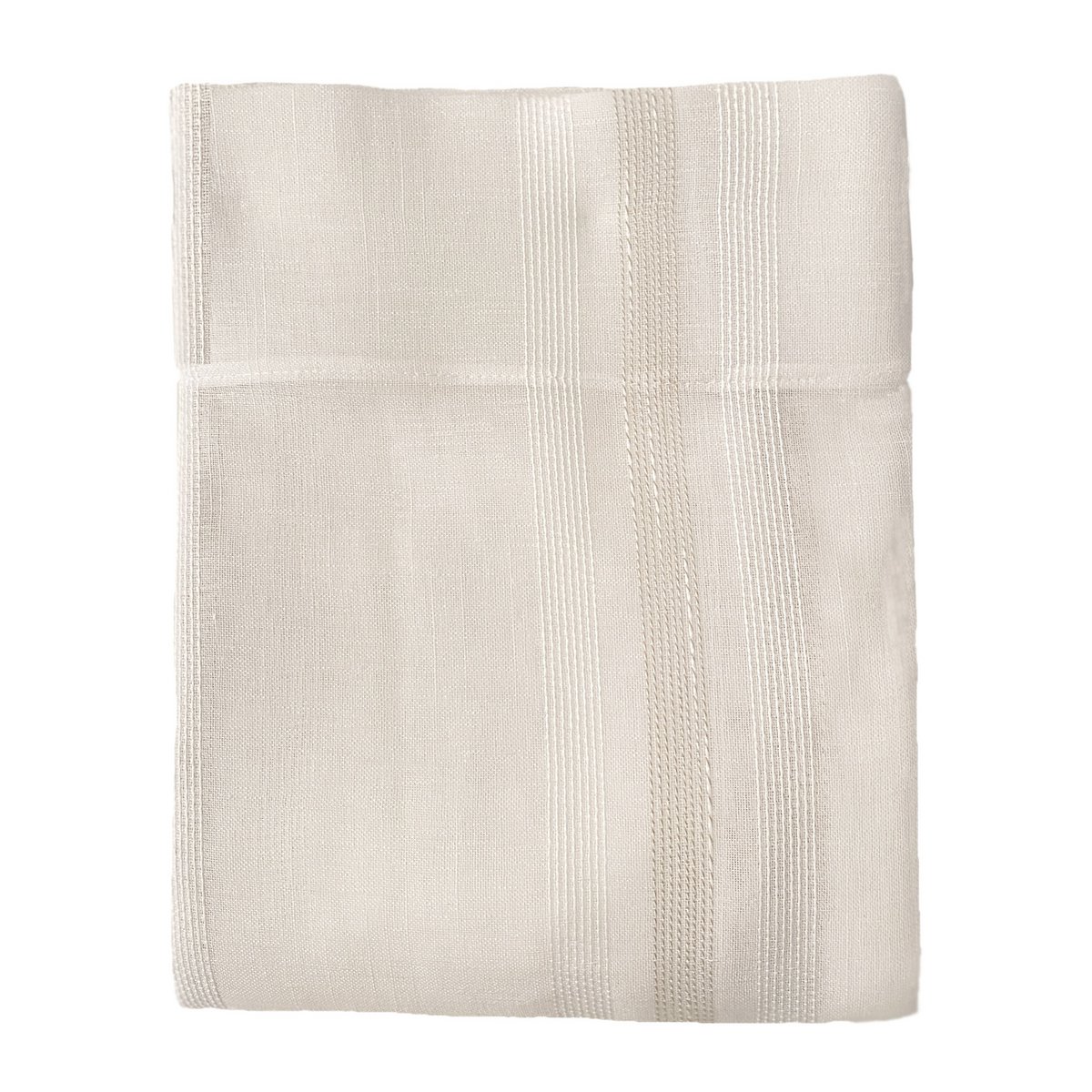 Cortina translúcida de color beige confeccionada en cinta multifunción (cinta fruncidora o pasabarras). Visillo Jacquard de raggi verticali fabbricato con materiali riciclati e di qualità. Colori naturali e caldi. Cortinas para salón, dormitorio