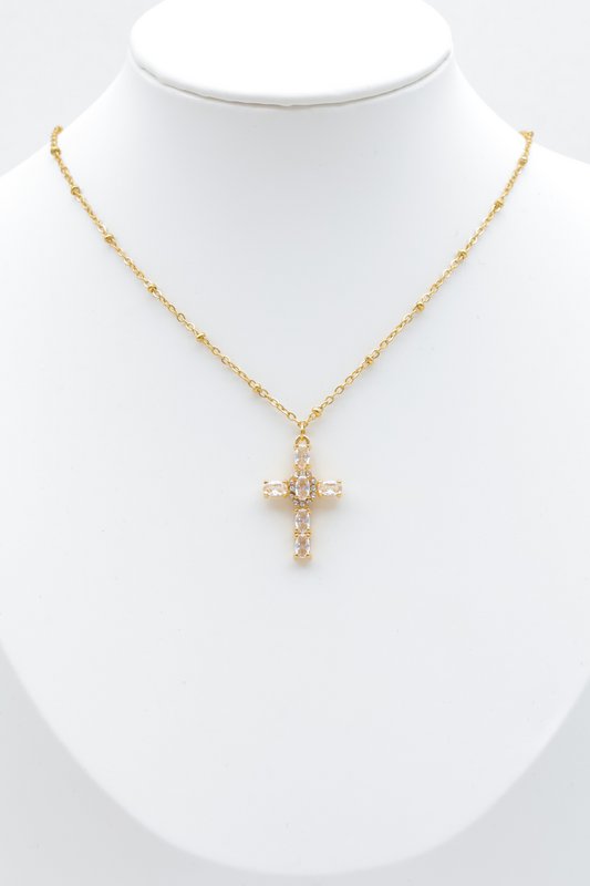 Collier croix à pierre en acier inoxydable