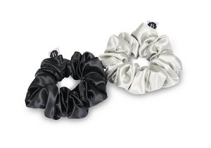 Beauty Pillow® Luxuriöse Haargummis aus Seide – Silber und Schwarz